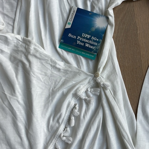 NWT Coolibar San Clemente cover-up in white with tassels. UPF 50+ - Picture 9 of 9